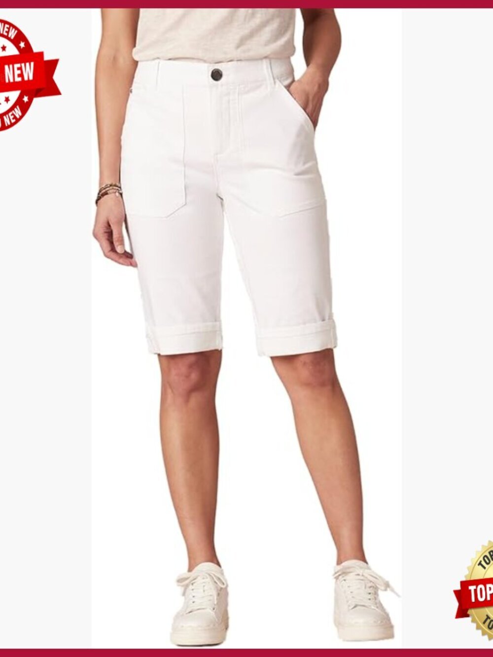 Utility Bermuda Denim Shorts with Ab Solution Waistband